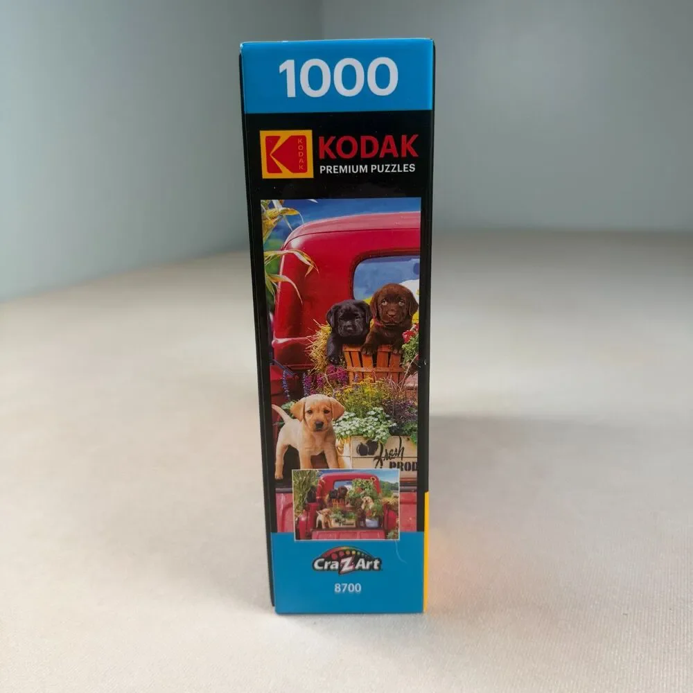 Kodak Premium Stowaways 1000 Piece Puzzle Puppies Red Truck NEW SEALED 8700